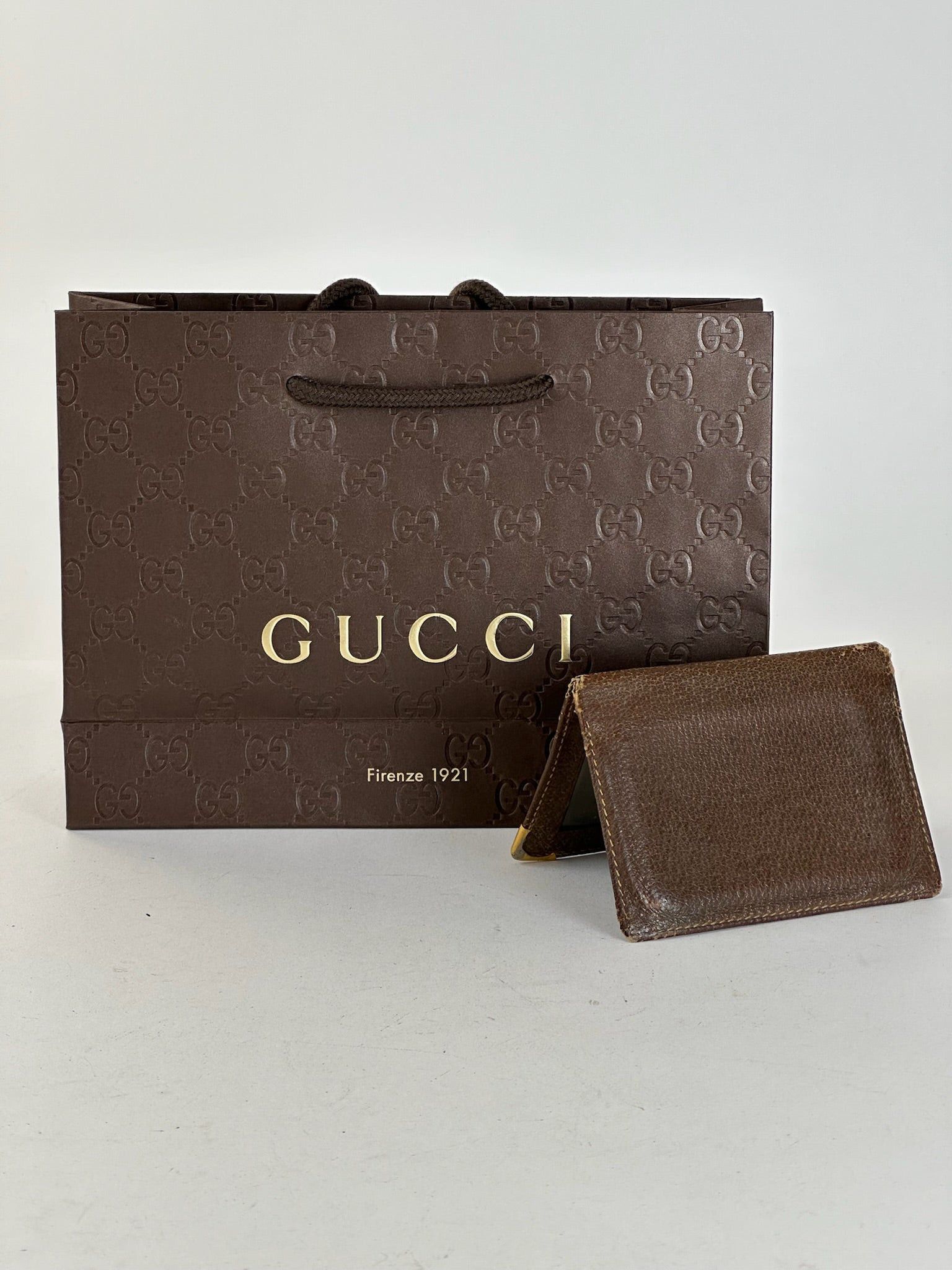 Gucci Vintage Leather Card Holder Brown Size ONE SIZE - 1 Thumbnail