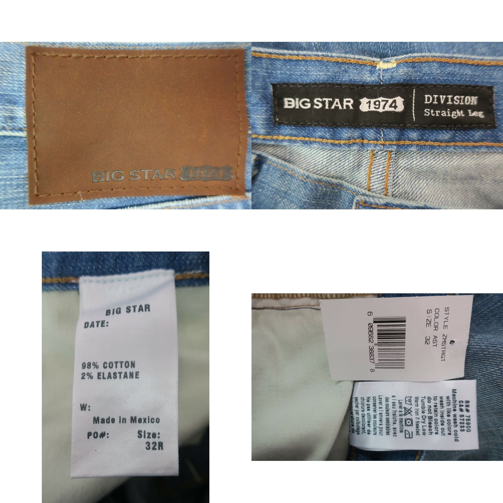 Denime BIG STAR Division Straight Jeans Men 32 Regular Inseam 32 Light Distressed Denim Wash Blue NWT Stars Theme Denim NWT Mens Jeans Size US 32 / EU 48 - 8 Thumbnail