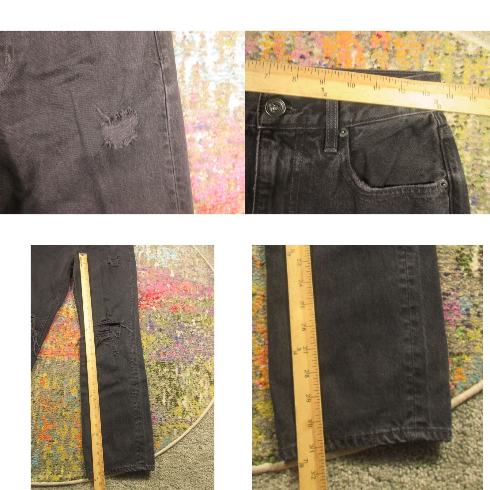 SLVRLAKE SLVRLAKE Jeans Womens 27 London Distressed Straight Cropped 100% Cotton Black Denim Size 27" / US 4 / IT 40 - 8 Thumbnail
