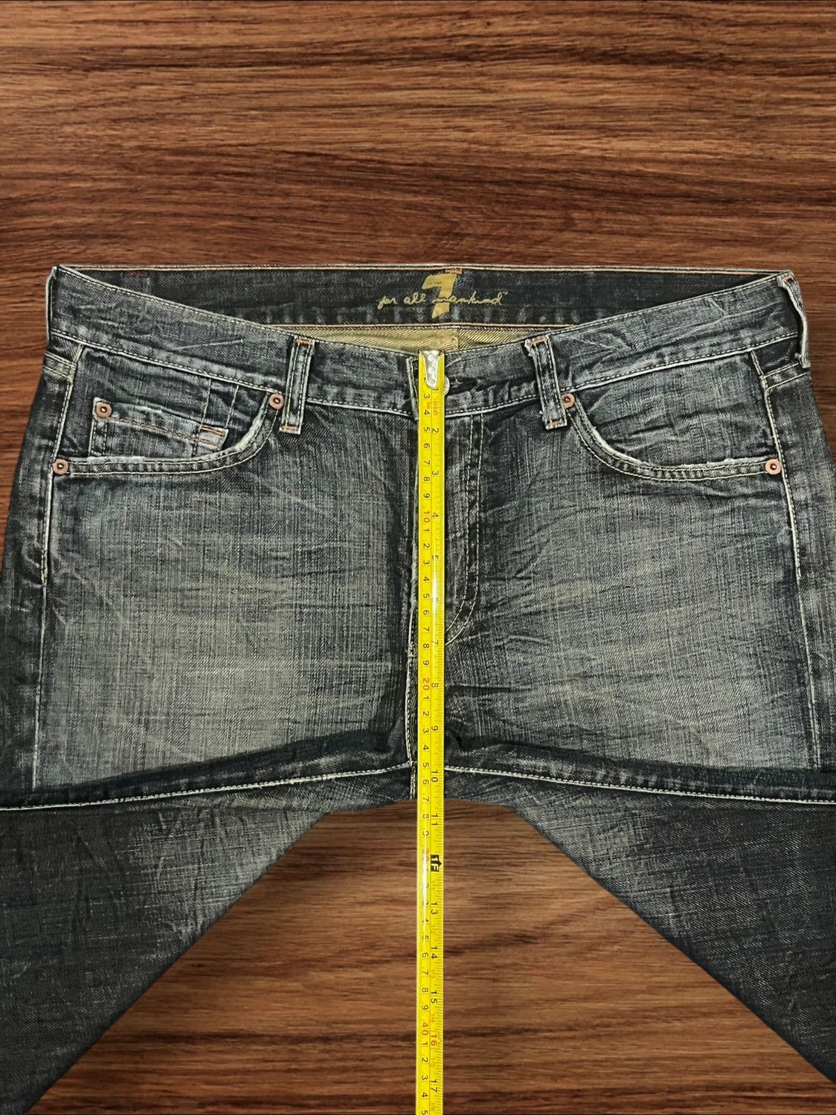 7 For All Mankind ⚡️Crazy⚡️7 For All Mankind Sand Wash Whiskering Flare Jeans Size US 34 / EU 50 - 17 Thumbnail