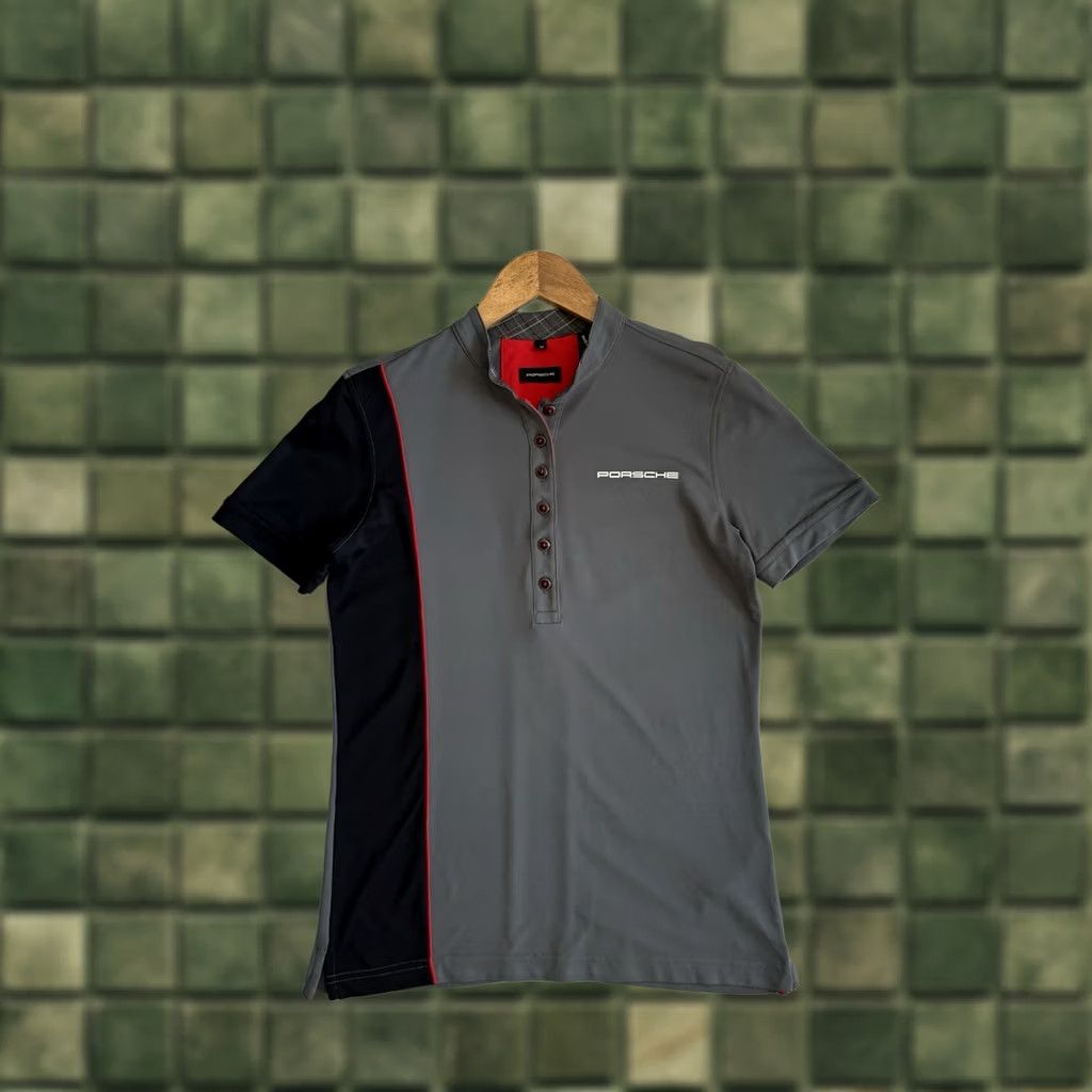 Vintage Porsche Polo Shirt Short Sleeve Gray M Unisex Adults Racing Embroidered Button Ups Polo Jersey Shirt Size M / US 6-8 / IT 42-44 - 1 Thumbnail