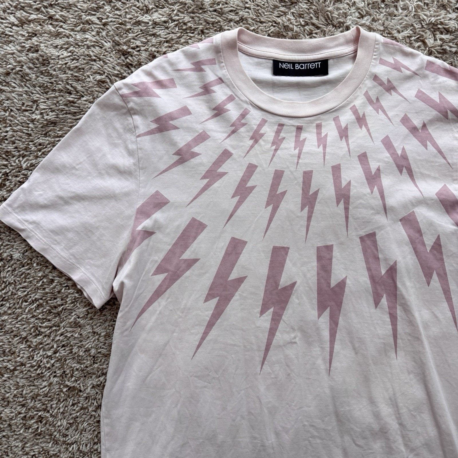 Neil Barrett Neil Barrett SS21 Pink Lightning Bolts Slim Fit T-Shirt Pink Size US XL / EU 56 / 4 - 7 Thumbnail