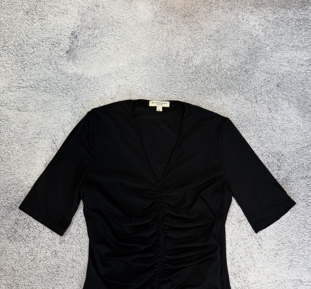 Burberry Burberry London Women Blouse Ruched V-Neck Stretch Top Logo Size M / US 6-8 / IT 42-44 - 5 Thumbnail