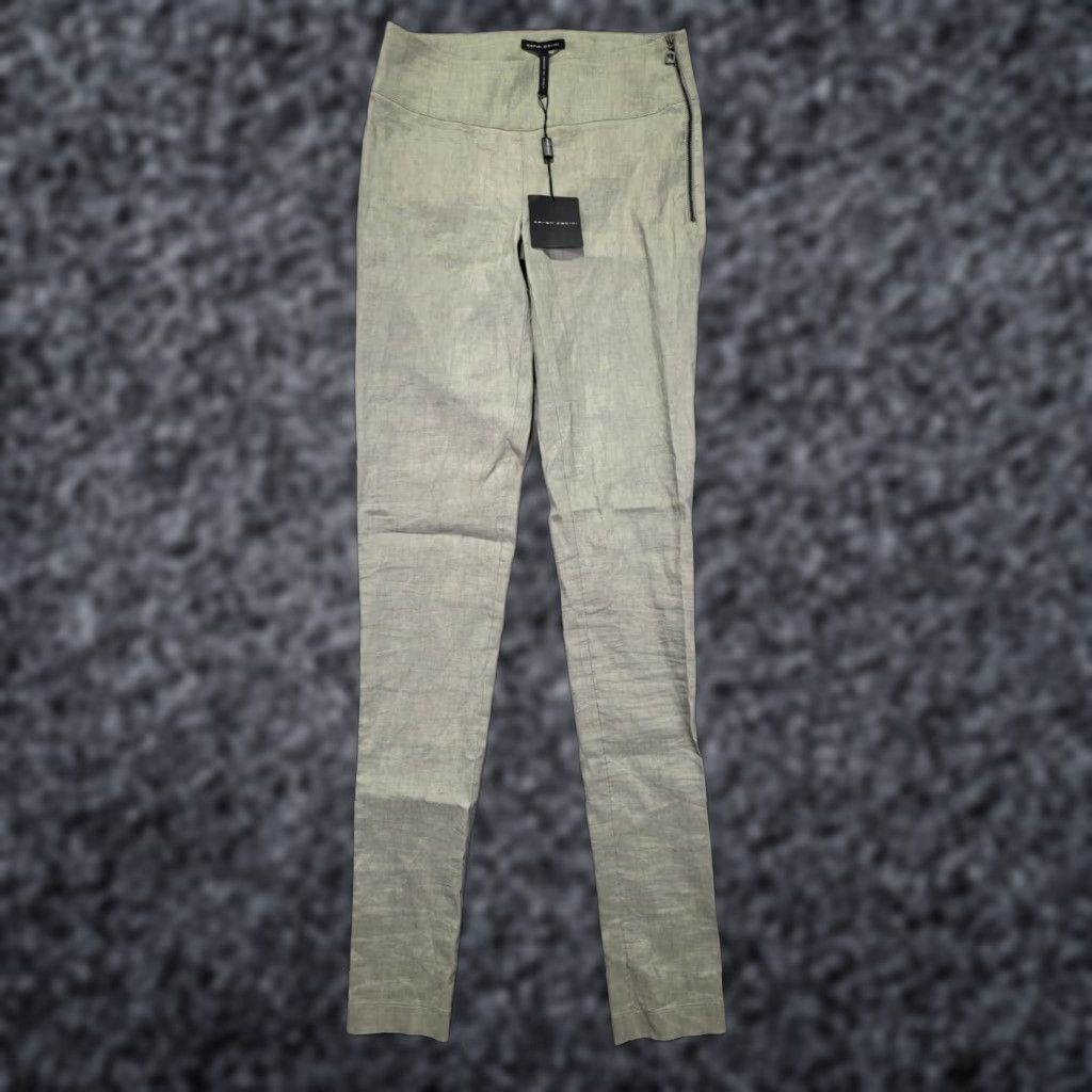 Sarah Pacini Sarah Pacini Linen Pants Womens Size 0 Gray Stretch Linen Tapered NWT MSRP 25 Size 25" / US 0 / IT 36 - 1 Thumbnail