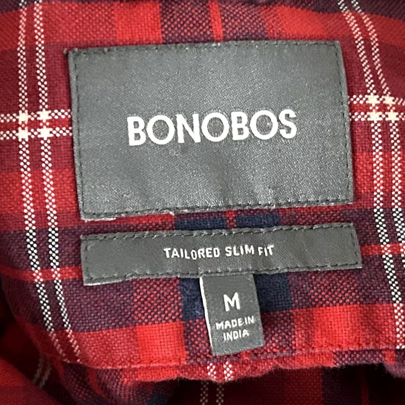 Bonobos Bonobos Button-Up Shirt Plaid Cotton Flannel Slim Fit Red White Blue M Mens Size US M / EU 48-50 / 2 - 3 Thumbnail