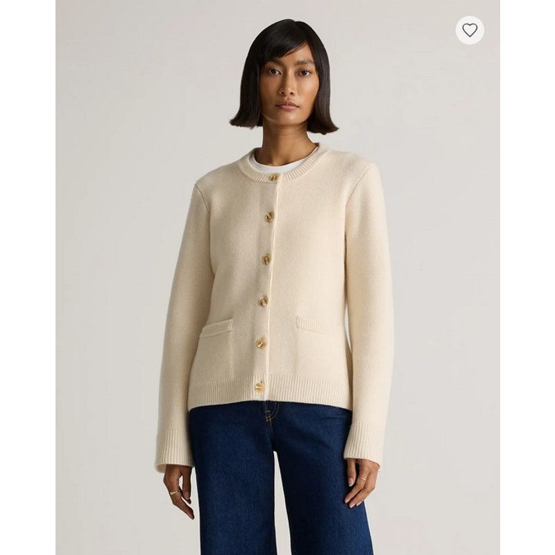 Quince Mongolian Cashmere Structured Cardigan Ivory Size M Size M / US 6-8 / IT 42-44 - 3 Thumbnail