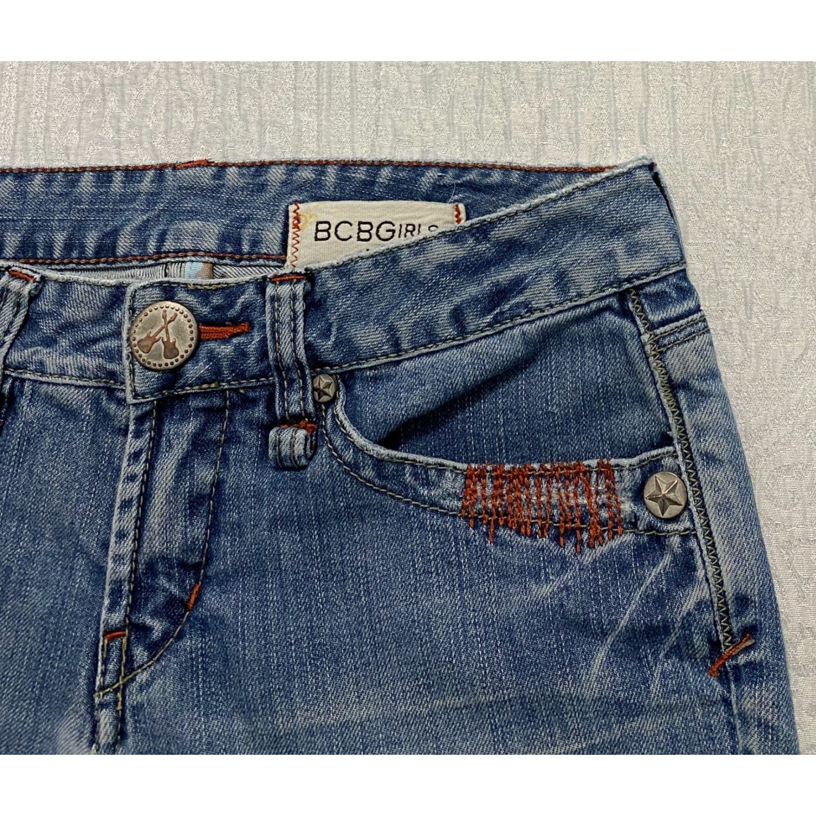 Denime BCBGirls Jeans Denim Straight Womens Size 27 Blue Low Rise Whiskers 5-Pocket Design Size 27" / US 4 / IT 40 - 4 Thumbnail