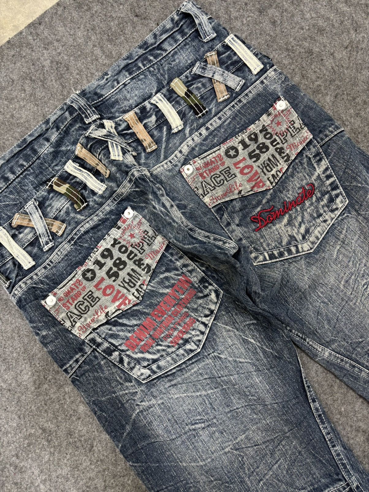 Japanese Brand 💥Double Waist💥Dominate Zipper Twisted Fades Denim F649 Size US 33 - 17 Thumbnail