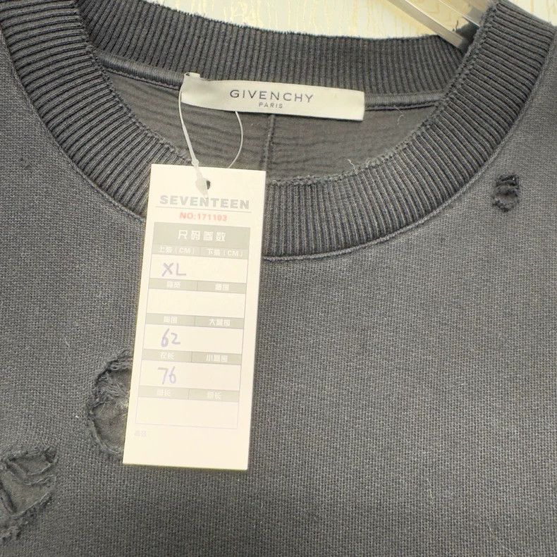 Givenchy Givenchy Black Large Hole Letter Round Neck Sweatshirt 2505 Size US XL / EU 56 / 4 - 5 Thumbnail