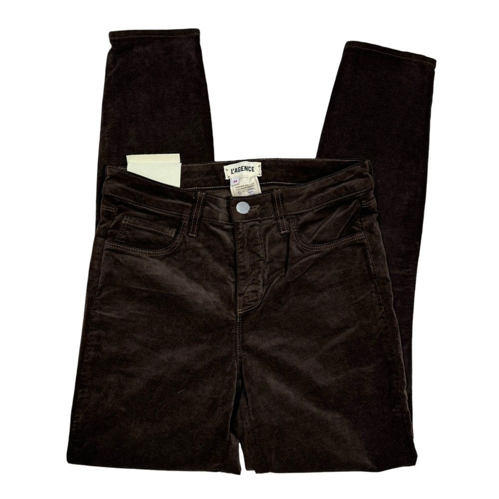 L'AGENCE NWT New $265 L'AGENCE Margot Velvet Crop Skinny ESPRESSO Je Size 24" / US 00 / IT 34 - 5 Thumbnail