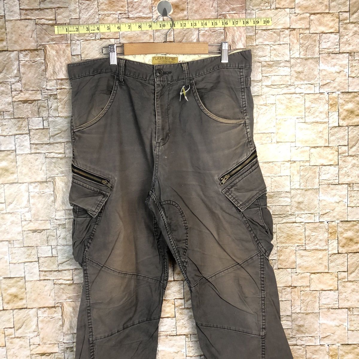 Japanese Brand Flash Report Brown Cargo Multipocket Pants #A351 Size US 34 / EU 50 - 2 Thumbnail