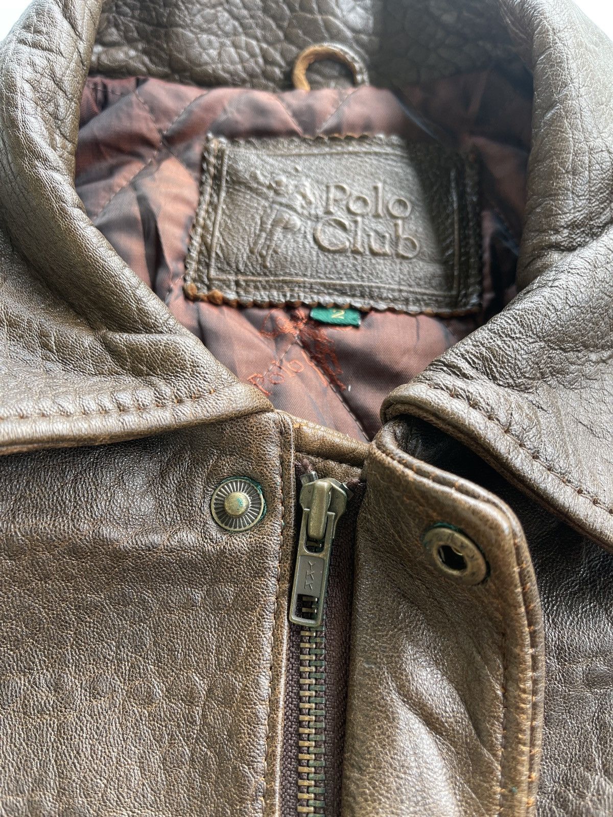 Vintage Vintage Polo Club Leather Bomber Jacket Size US L / EU 52-54 / 3 - 23 Thumbnail