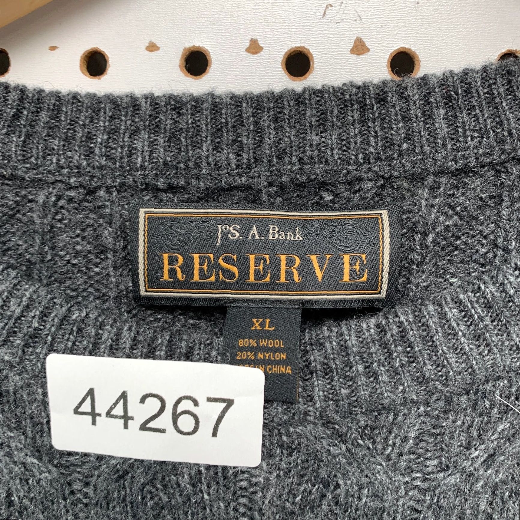 Jos. A. Bank Jos. A. Bank Reserve Wool Crewneck Pullover Sweater Mens XL Gray Cableknit Size US XL / EU 56 / 4 - 5 Thumbnail
