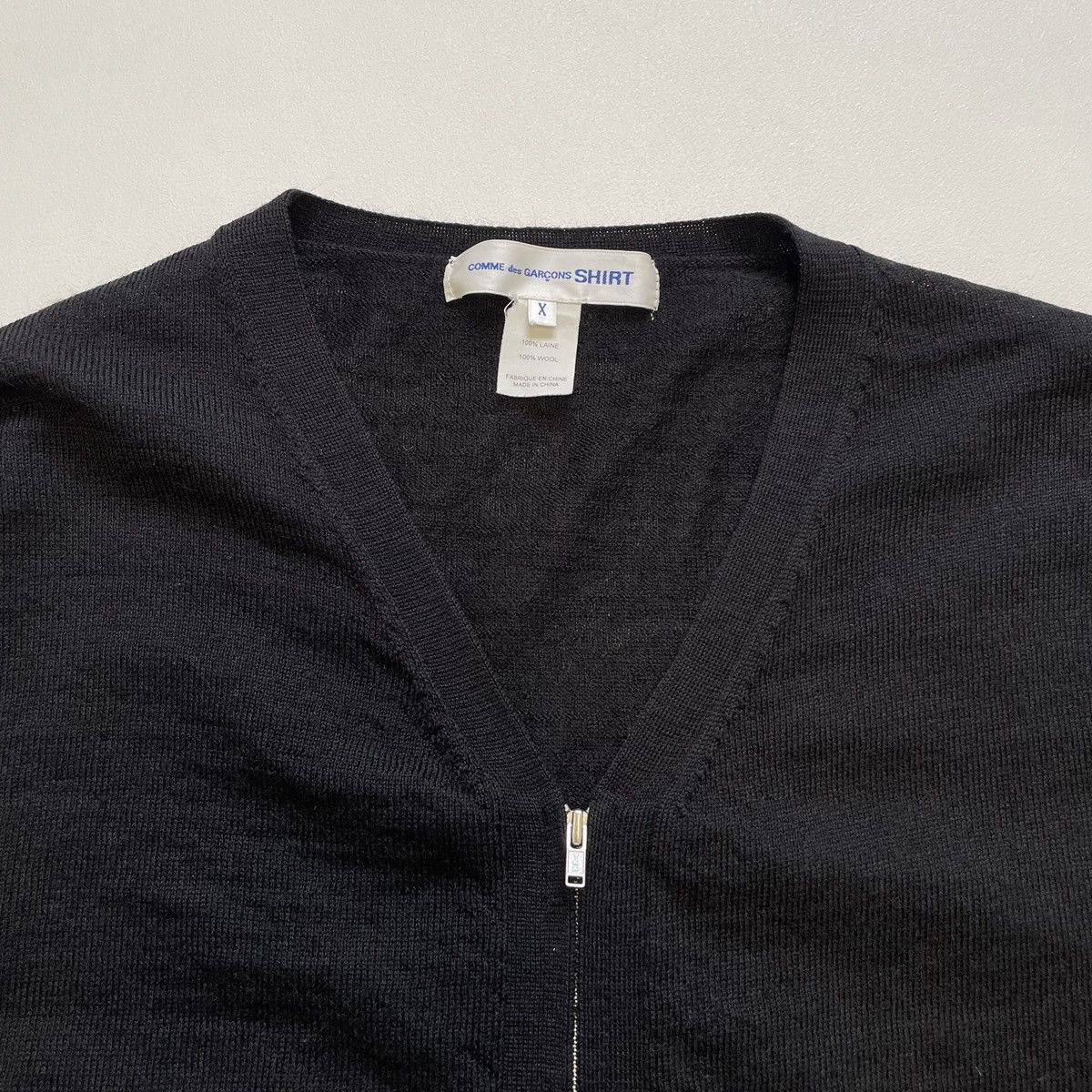 Comme des Garcons Black Wool Zip Front Cardigan Size US M / EU 48-50 / 2 - 4 Thumbnail
