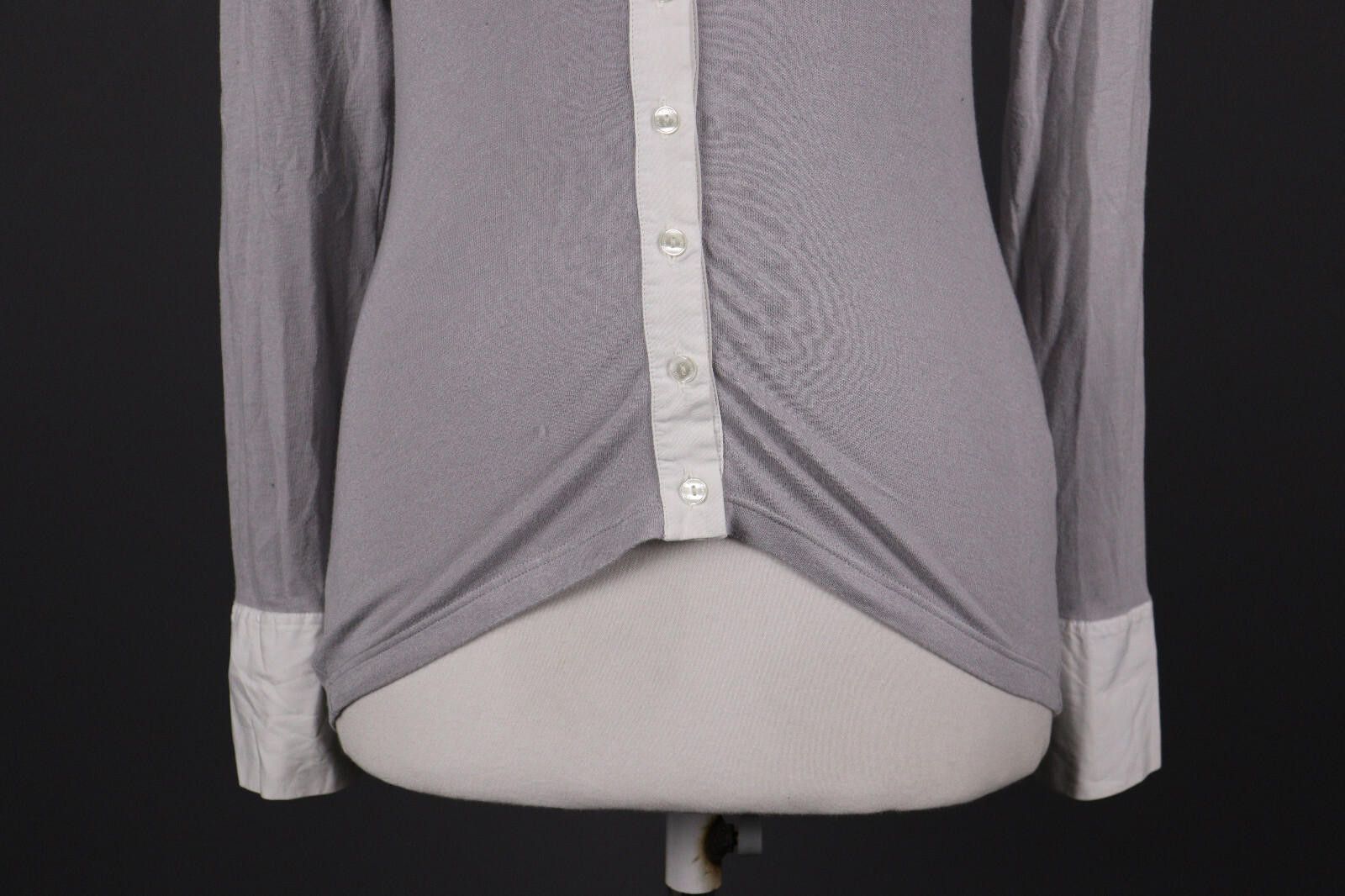 Designer Anne Fontaine Gray Wool Button Top Blouse Shirt Size 38 Size M / US 6-8 / IT 42-44 - 3 Thumbnail