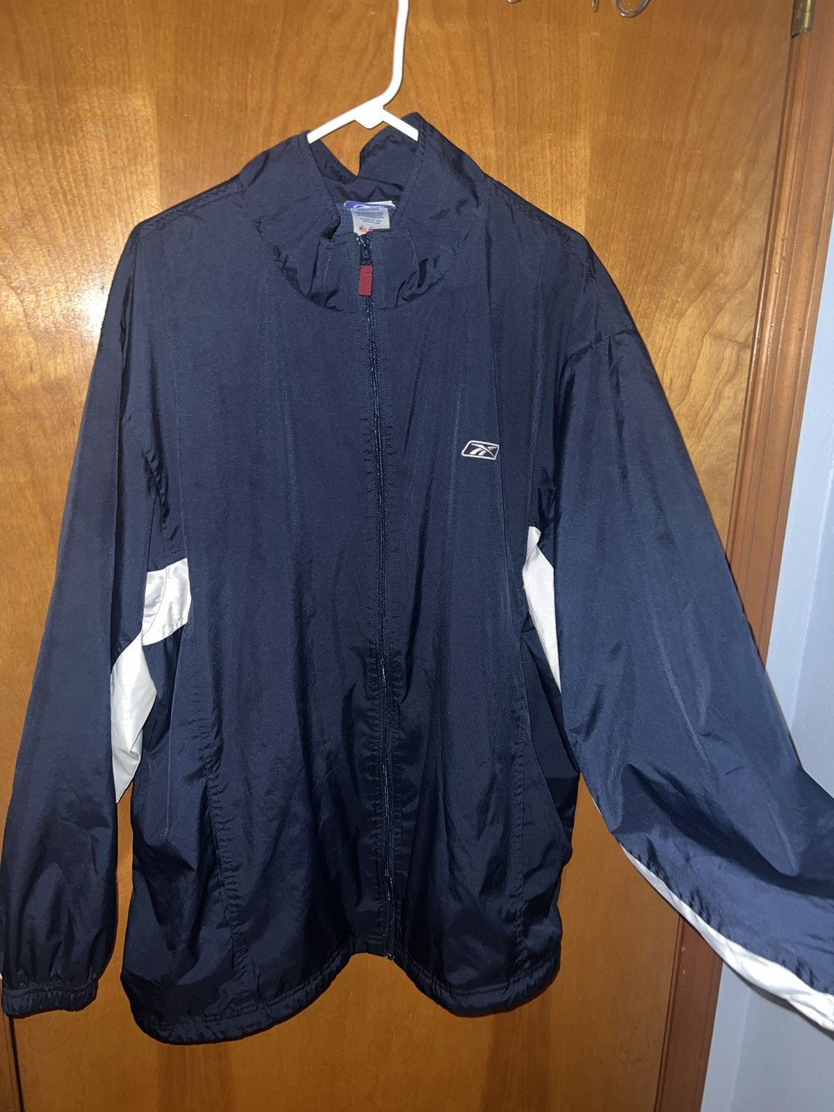 Reebok × Vintage Vintage 90s Reebok Navy Blue Windbreaker Jacket Size US XXL / EU 58 / 5 - 1 Thumbnail