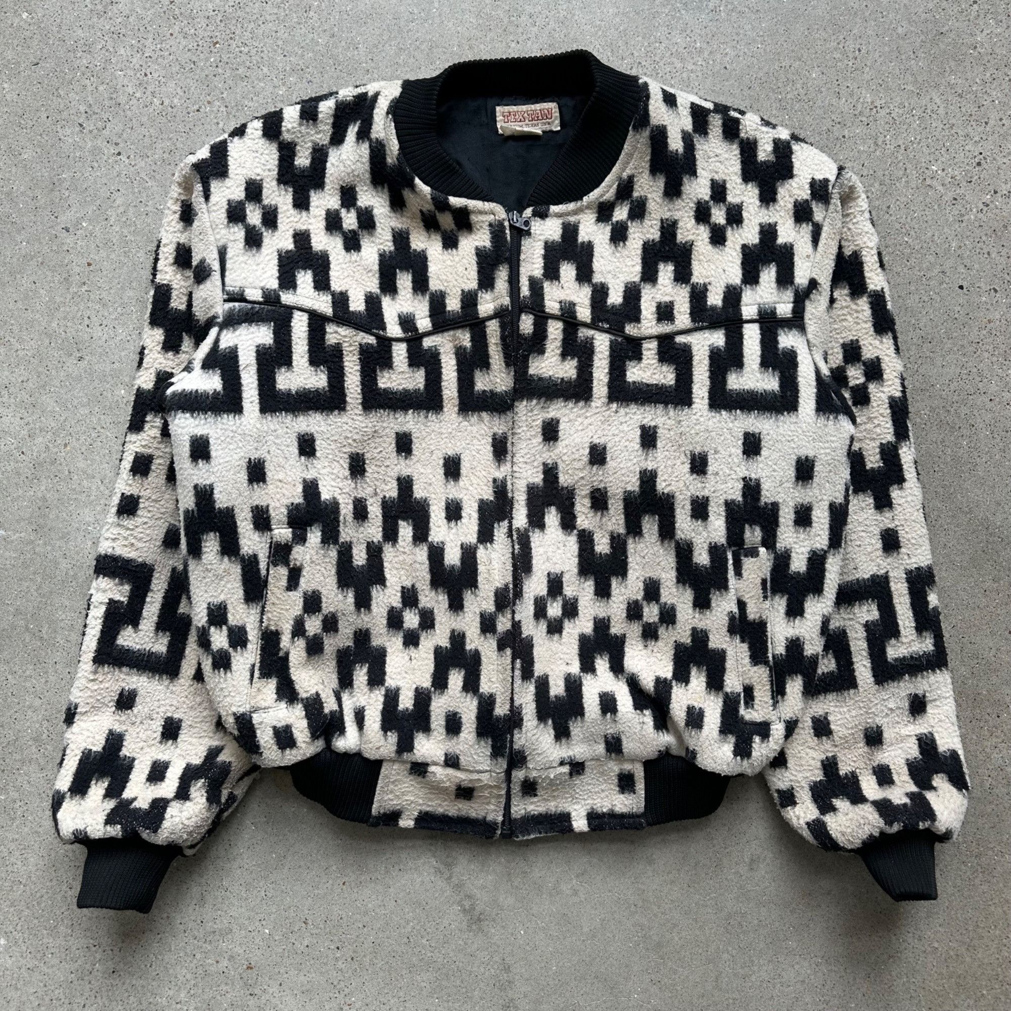 Vintage Tex Tan Heavyweight Patterned Western Bomber Jacket