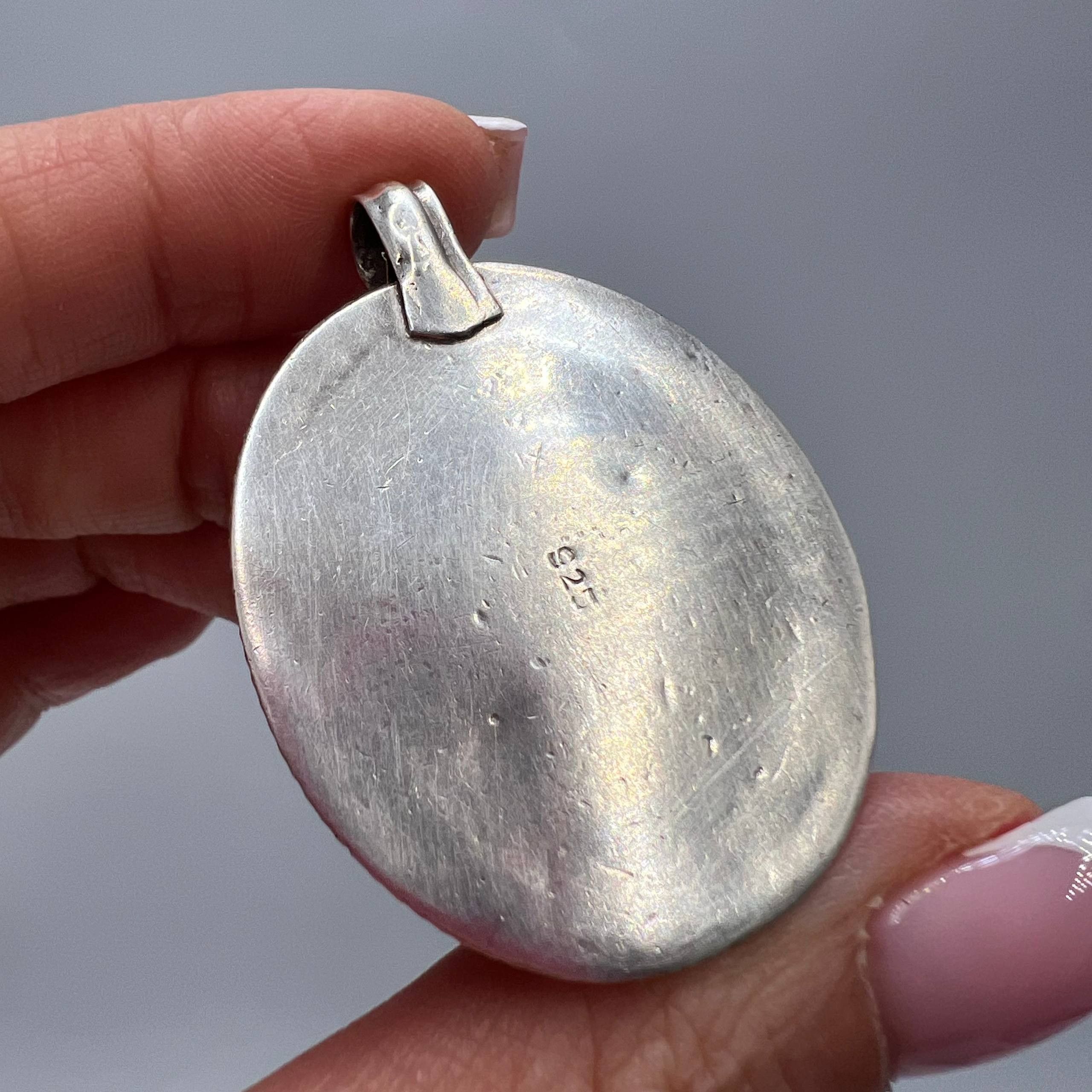 Vintage Vintage Sterling Silver 925 Pendant Turquoise Cabochon Size ONE SIZE - 2 Thumbnail
