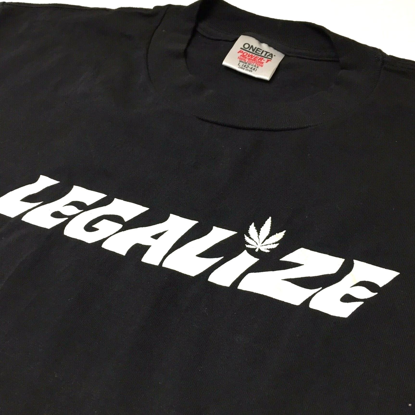 Vintage VINTAGE Legalize Shirt EUC Large USA Shirt Mens 1990s Black 100% Cotton Short Sleeve Oneita Large Mens Size US L / EU 52-54 / 3 - 3 Thumbnail