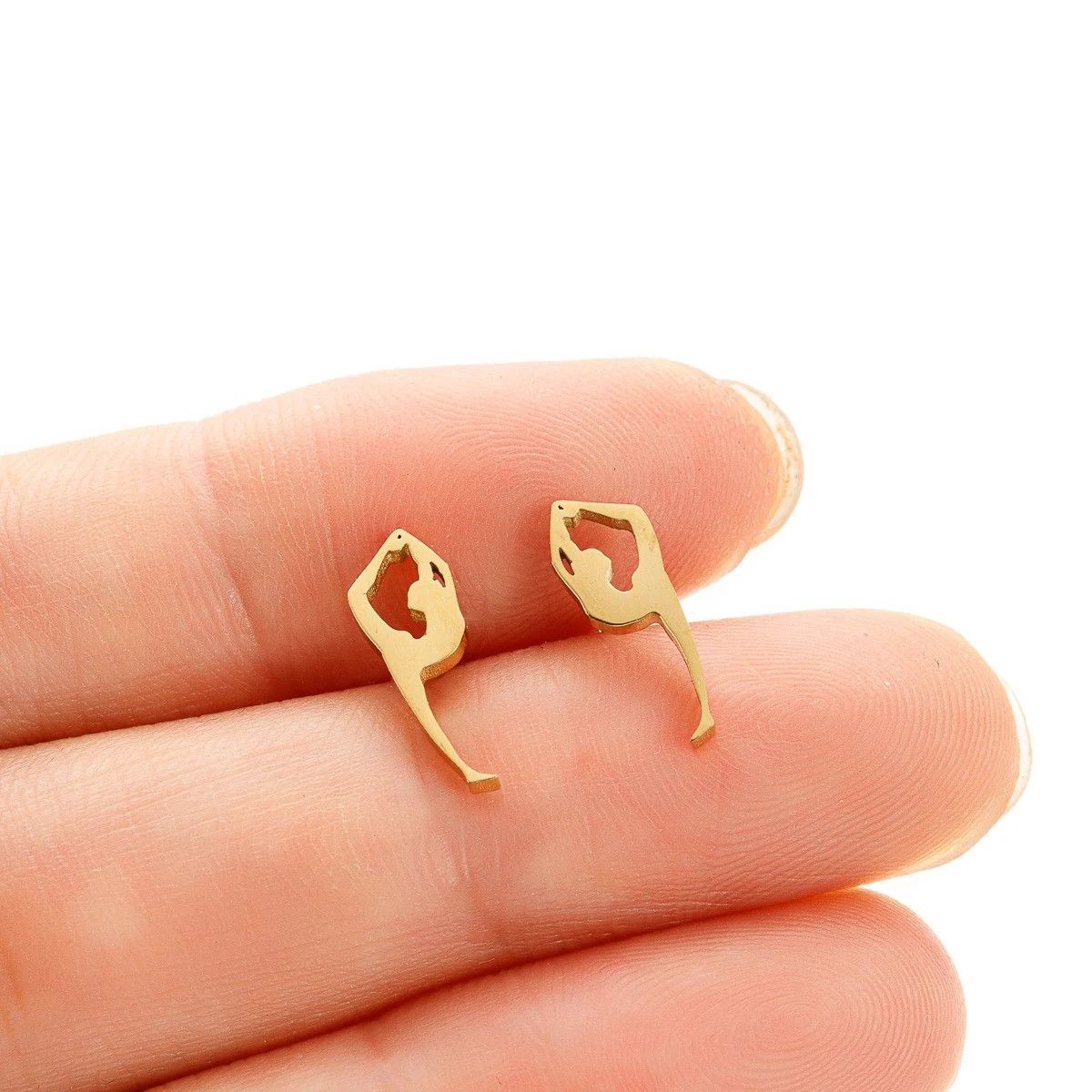 Jewelry Gymnastics Girl Stud Earrings Charm Stainless Earring Gift Size ONE SIZE - 1 Thumbnail
