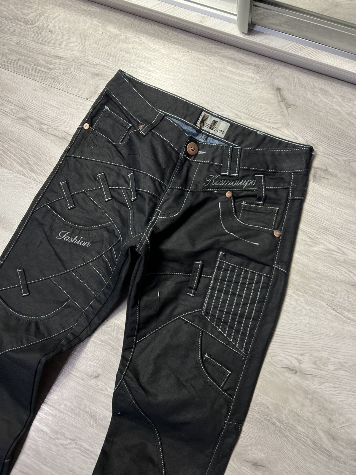 Japanese Brand Vintage Y2K K&M Kosmo Lupo Embroidered Logo Hard Wear Jeans Size US 32 / EU 48 - 3 Thumbnail