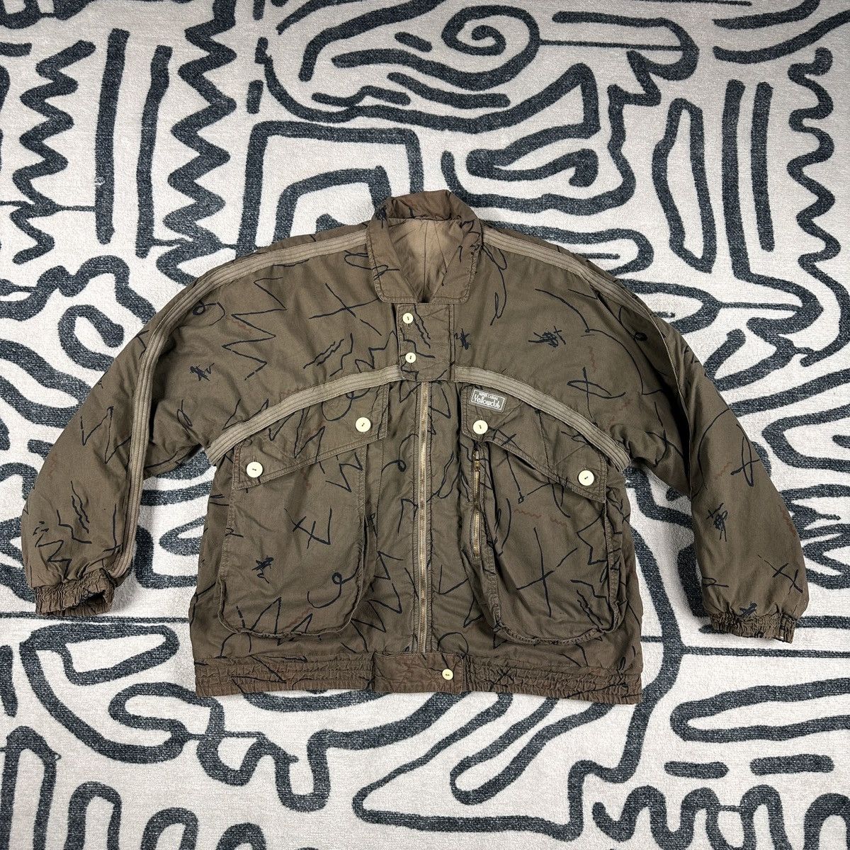 Japanese Brand Super Casual Yellowclub Unique Scribble Bomber Jacket Size L Size US L / EU 52-54 / 3 - 1 Thumbnail