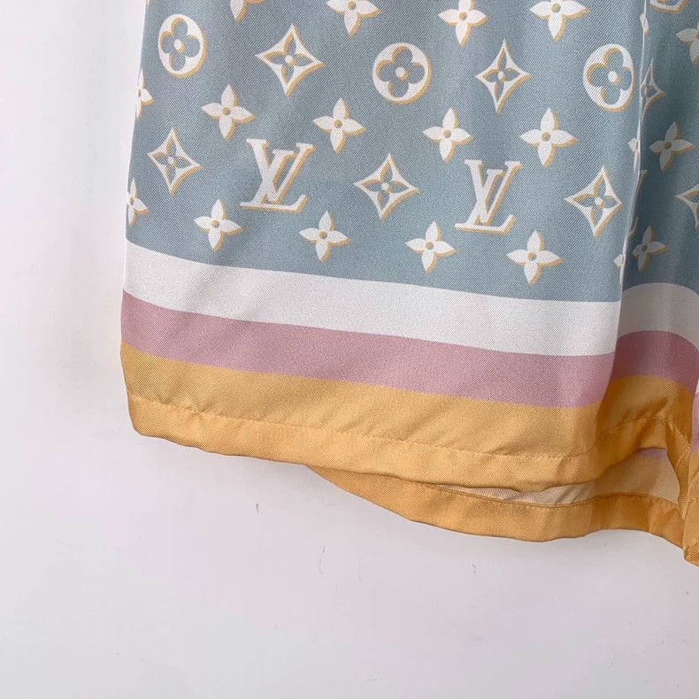 Louis Vuitton Louis Vuitton Blue striped logo printed mulberry silk casu Size 37" - 4 Thumbnail