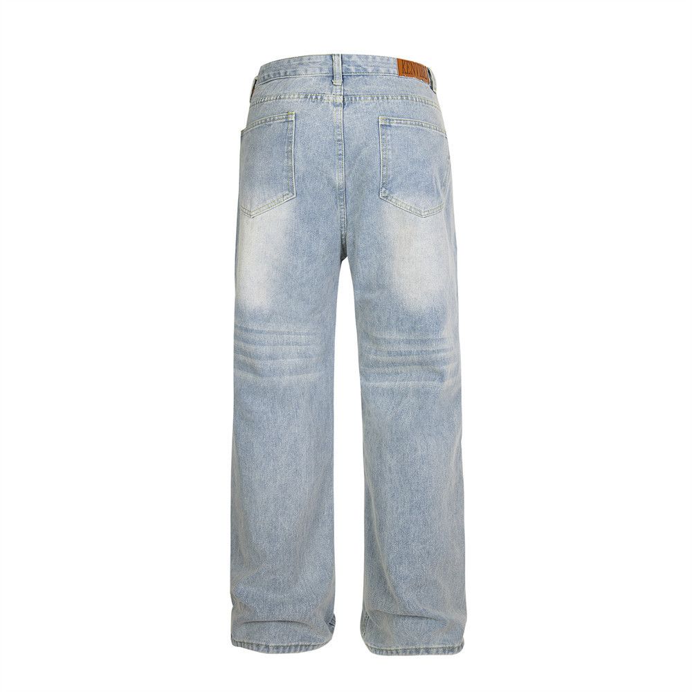 Japanese Brand × Jean Men's street trend split stitching distressed washed jeans Size US 32 / EU 48 - 3 Thumbnail