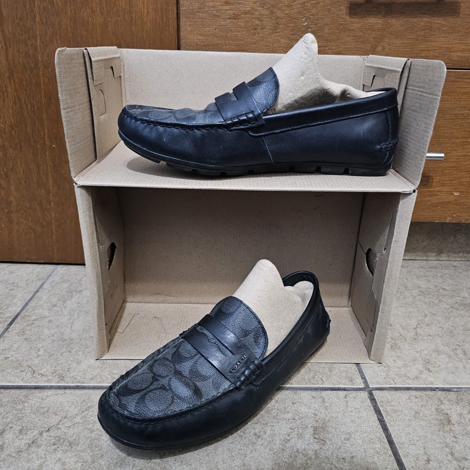 Coach Black Leather Men\'s Slip-On Loafers with Silver Buckle Barely warn Coach Loafers COACH, BLACK COIN. | Grailed main image 3
