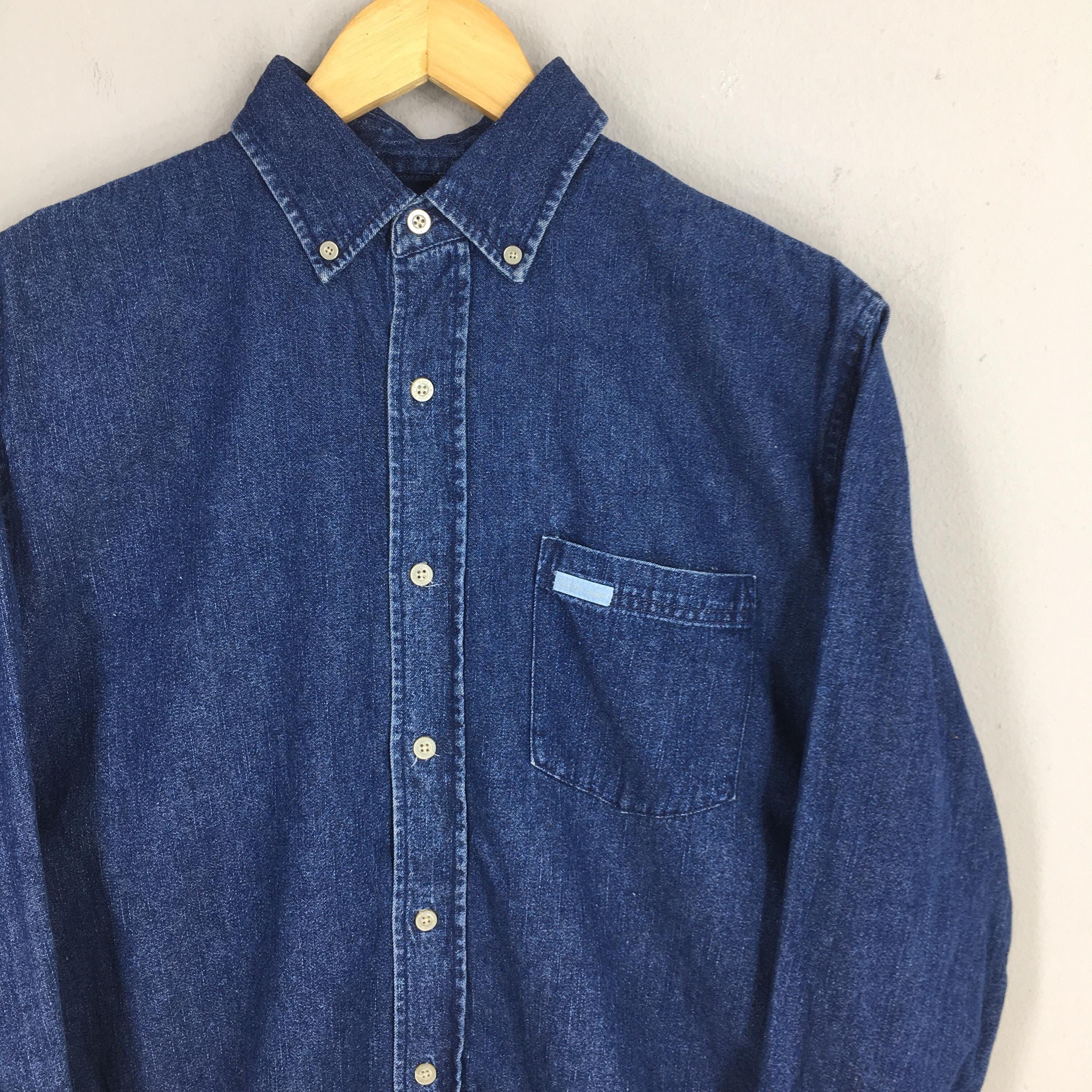 Calvin Klein × Vintage Vintage Calvin Klein Blue Denim Shirt Small Size US S / EU 44-46 / 1 - 2 Thumbnail