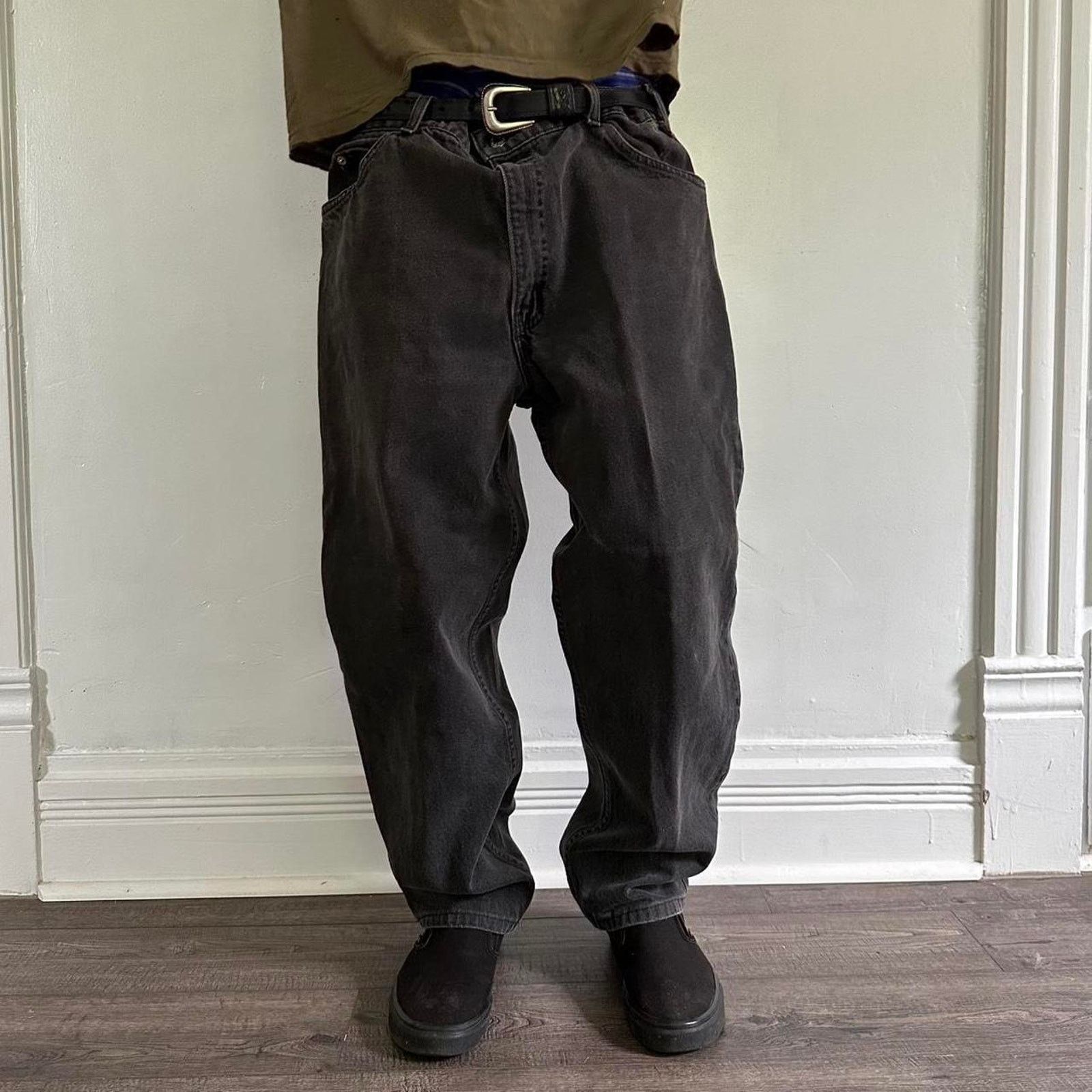 Vintage Black Faded Black Levis Dark Denim Baggy Jeans