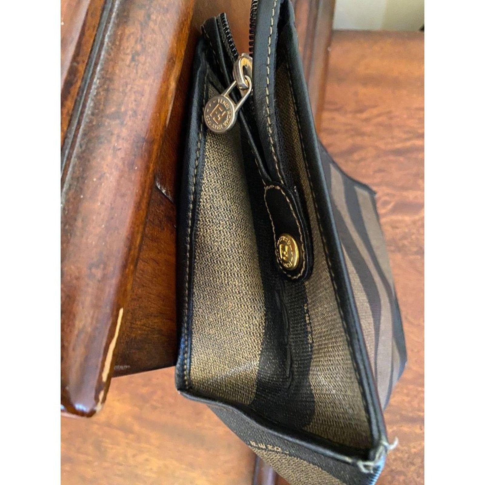 Fendi Vintage Fendi Stripe Leather Makeup Bag Handbag Size ONE SIZE - 2 Thumbnail