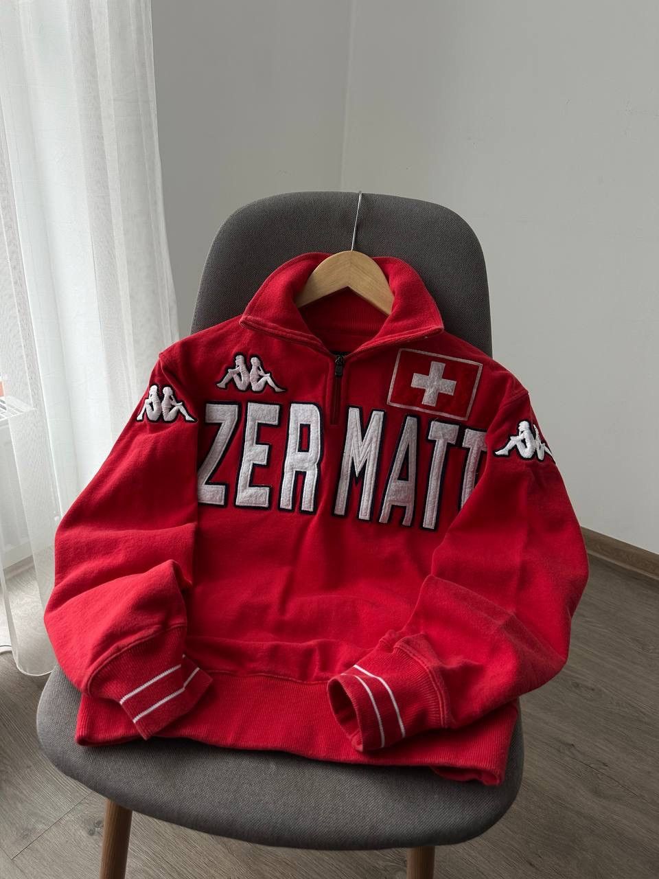Japanese Brand × Kappa × Vintage Vintage Zermatt Red Swiss Kappa Zip Hoodie Size US S / EU 44-46 / 1 - 1 Thumbnail