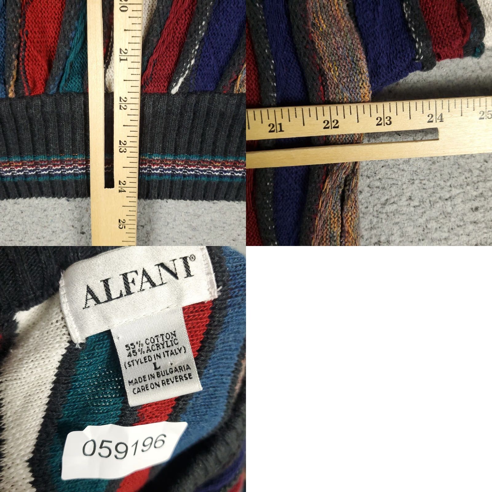Alfani VINTAGE Alfani Sweater Mens Large Red Blue Stripe 3D Knit Pullover Size US L / EU 52-54 / 3 - 8 Thumbnail