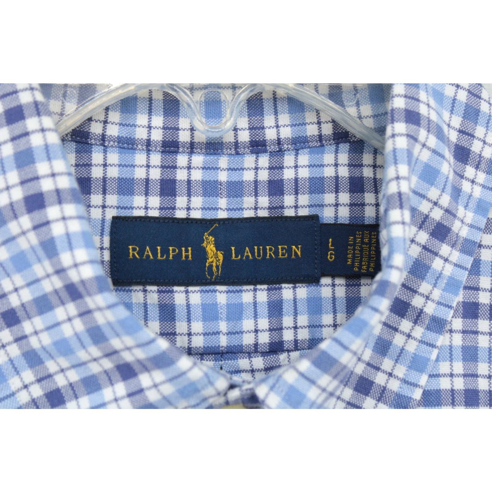 Polo Ralph Lauren Polo Ralph Lauren Shirt Mens Large White Blue Tattersall Flesh Pony Long Sleeve Size US L / EU 52-54 / 3 - 7 Thumbnail