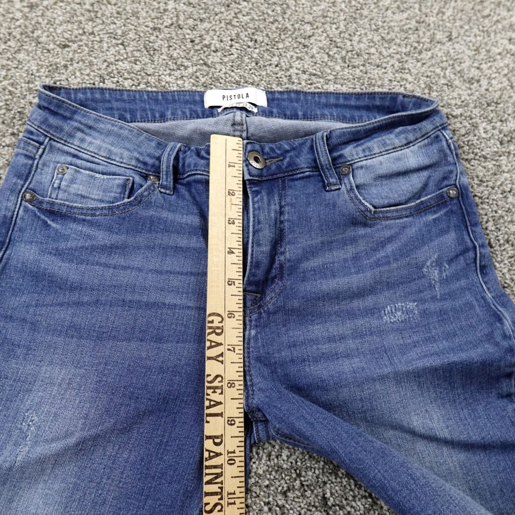 Pistola Pistola Jeans Womens 29 Dark Blue Denim Pants Skinny Faded Stretch Anthropologie jeans Women Regular 5-Pocket Blue Denim Slim Fit 26in Inseam Size 29" - 4 Thumbnail