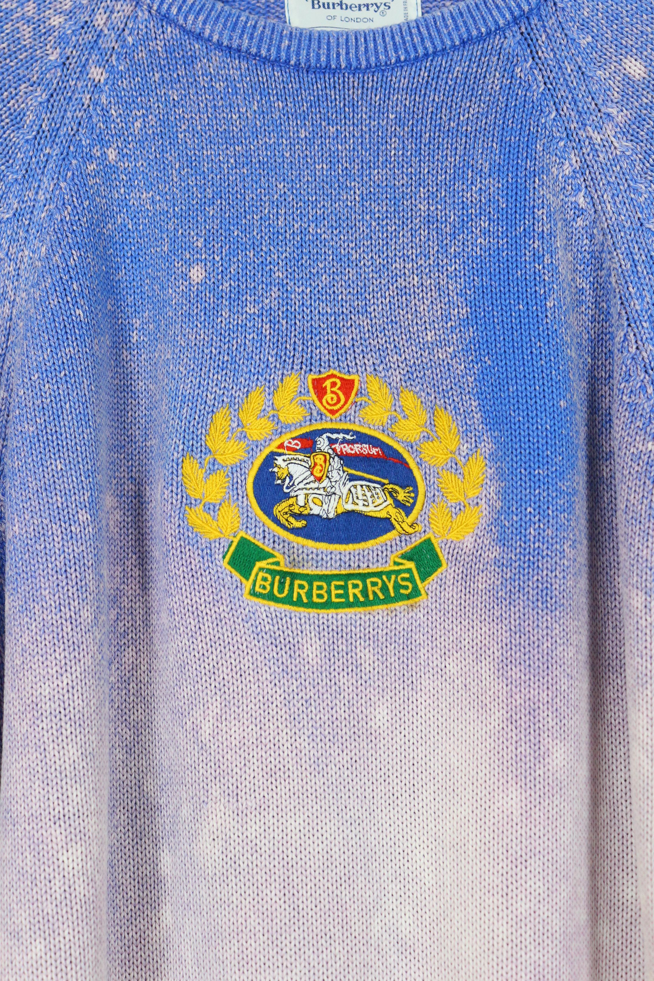 Burberry Vintage Burberry Knight Logo Acid Space Knit Cotton Sweater Size US L / EU 52-54 / 3 - 2 Thumbnail