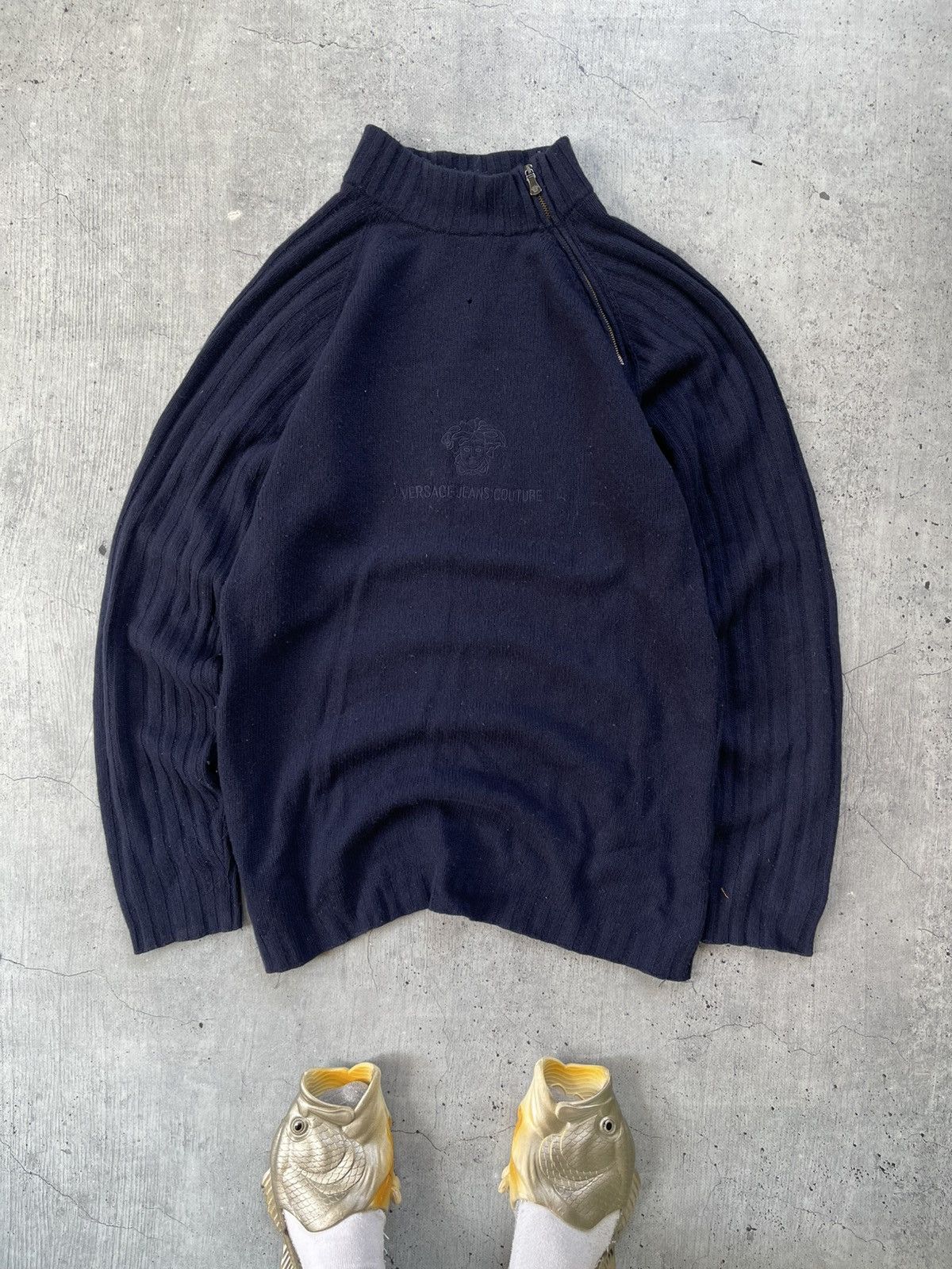 Versace Versace Jeans Couture 1/3 Zip Lampo Blend Fleece Pullover Size US L / EU 52-54 / 3 - 1 Thumbnail