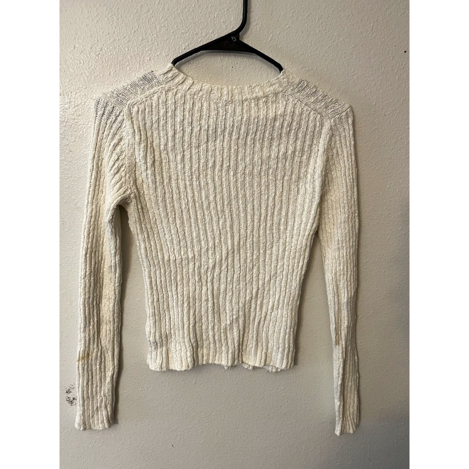 Vince Vince Womens Small White Ribbed Raglan Mock Neck Cable Knit Cotton Blend Sweater Size XS / US 0-2 / IT 36-38 - 3 Thumbnail