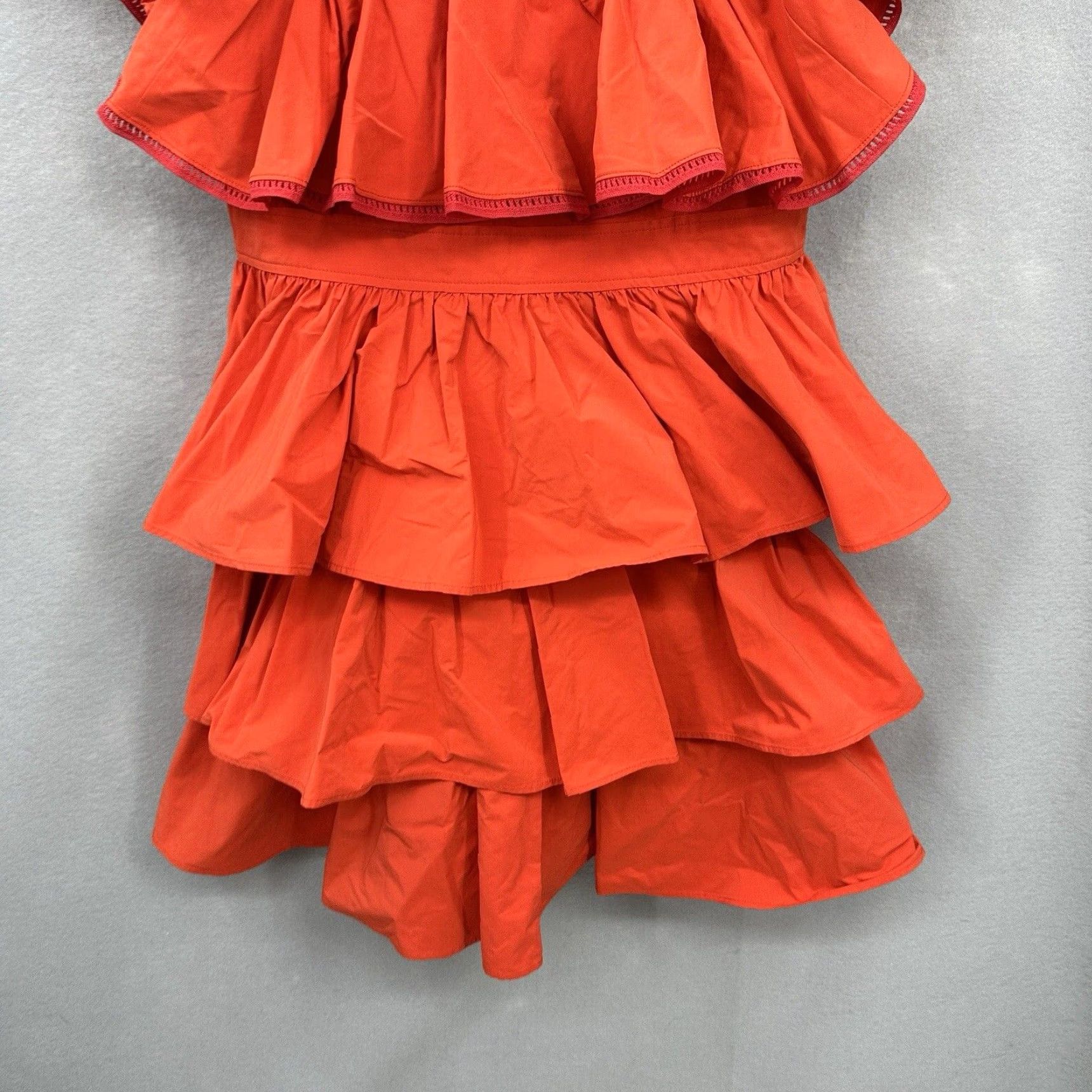 Vintage Toccin NY Mini Dress Womens 2 Tiered Red Tomato Ruffle Boho Cottagecore Quiet Dress Size XS / US 0-2 / IT 36-38 - 6 Thumbnail