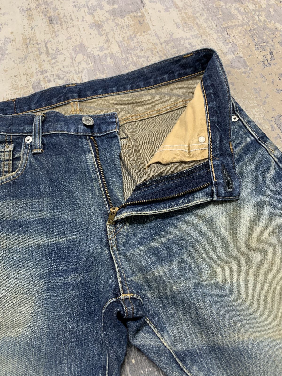 Japanese Brand Vintage Edwin Lot 503 Distressed Mud Wash Denim Jeans 32x28 Size US 32 / EU 48 - 8 Thumbnail