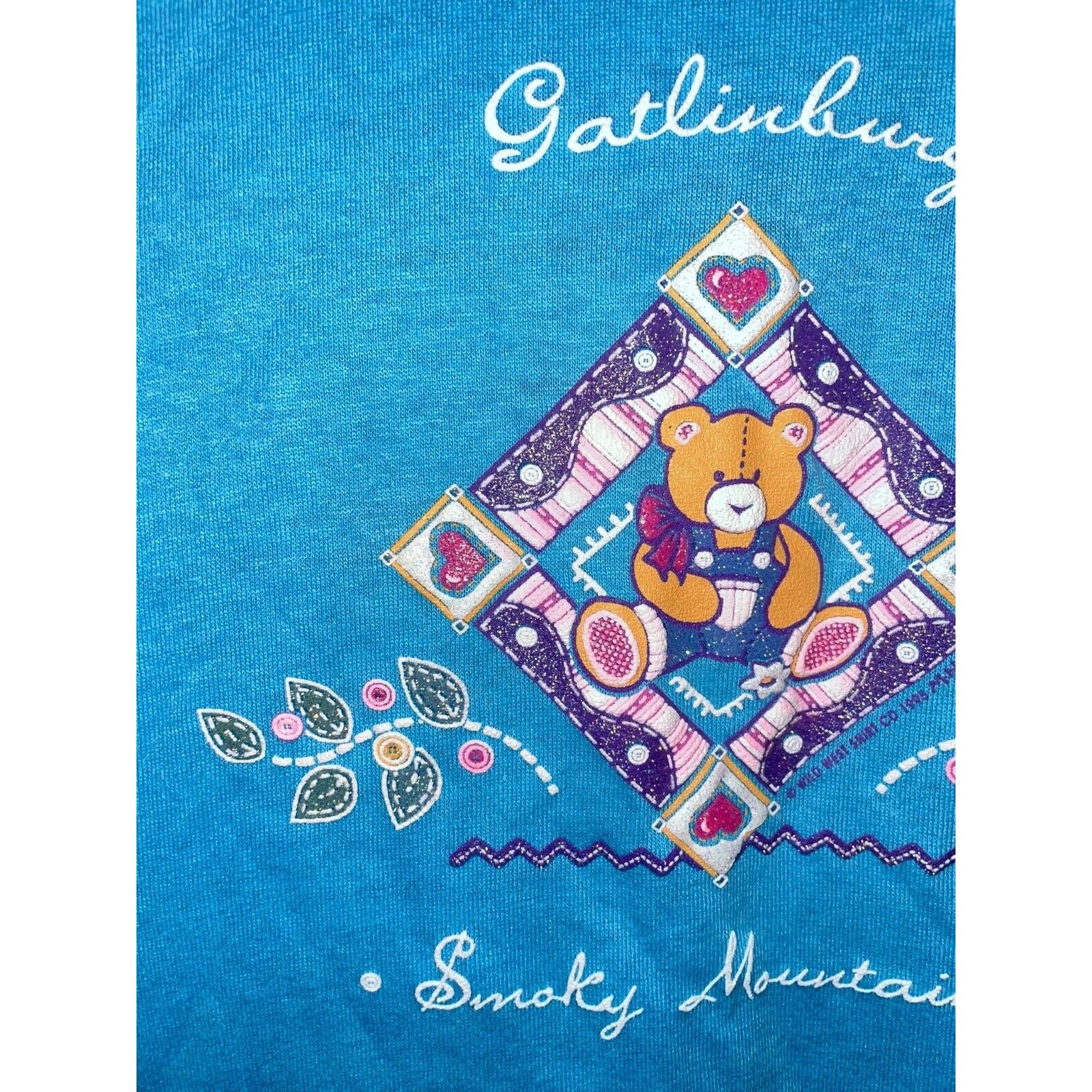 Jerzees Vintage Gatlinburg Shirt Smoky Mountains Blue VTG 90s Large Size US L / EU 52-54 / 3 - 3 Thumbnail