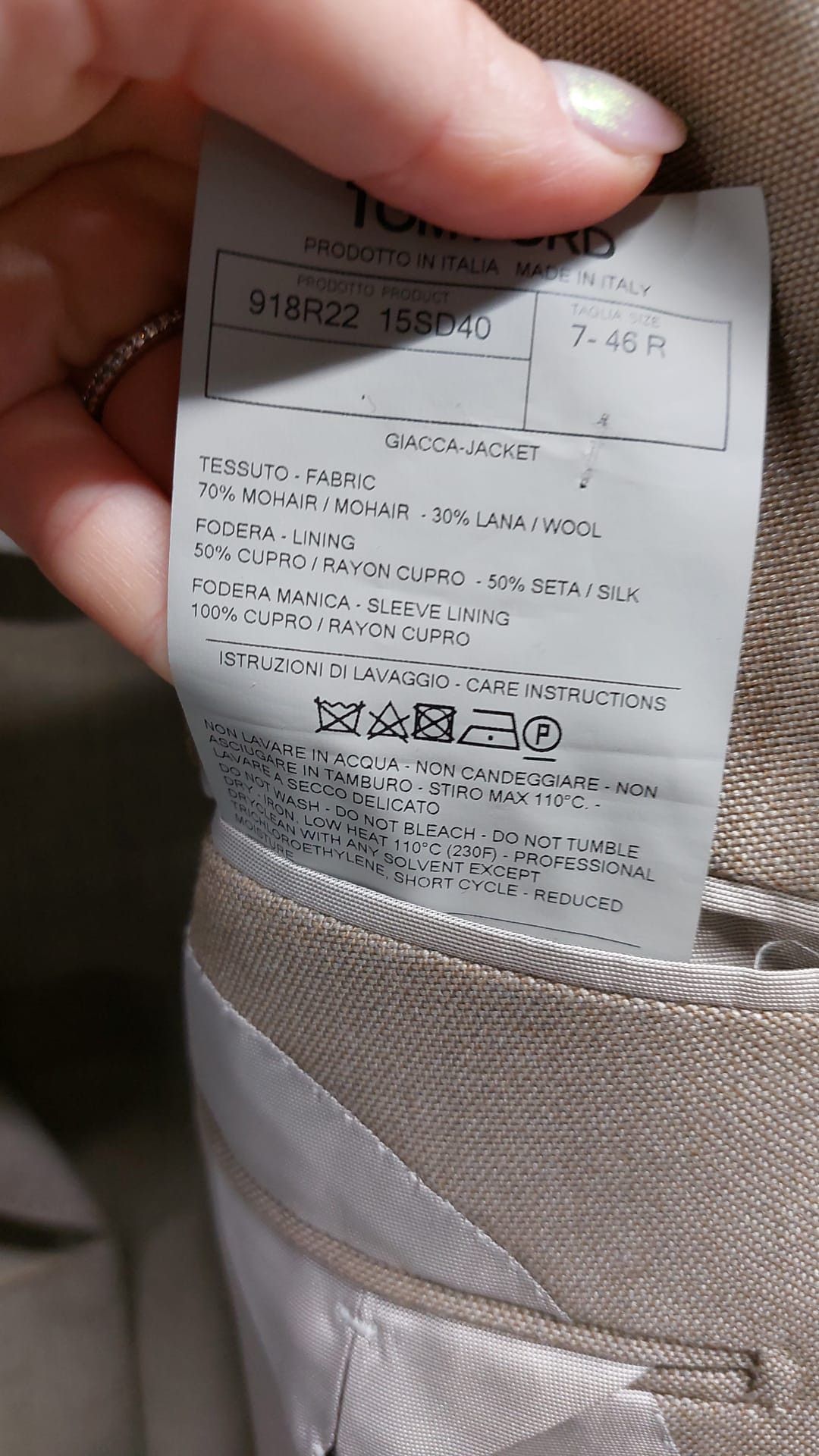 Tom Ford o1loc1c0824 15SD40SZ Giacca Jacket in Ivory Size US S / EU 44-46 / 1 - 3 Thumbnail