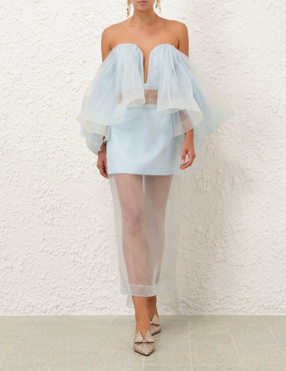 Zimmermann oc11z0925 Crush Layered Pencil Skirt in Mint Blue Size 32" / US 10 / IT 46 - 2 Thumbnail