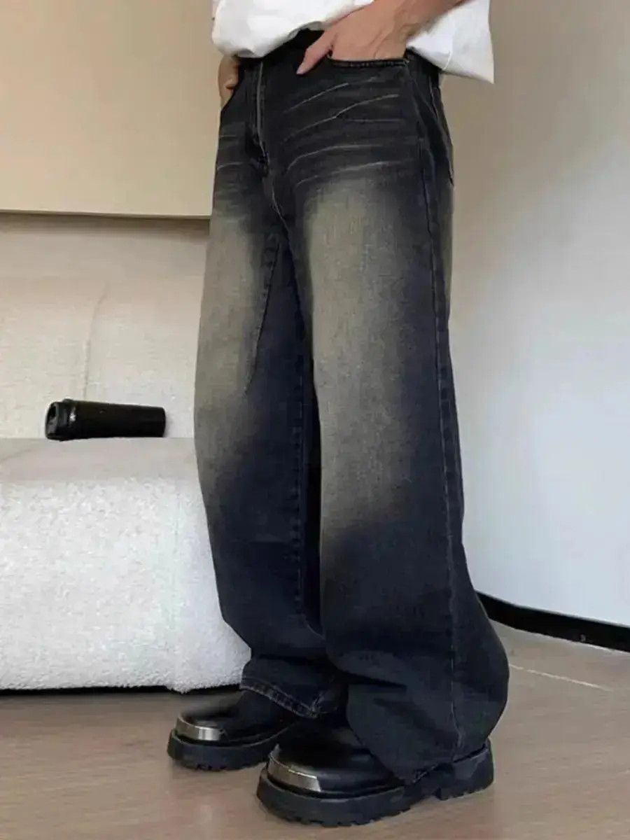 Japanese Brand baggy casual washed ripple wide-leg denim trousers Size US 30 / EU 46 - 2 Thumbnail