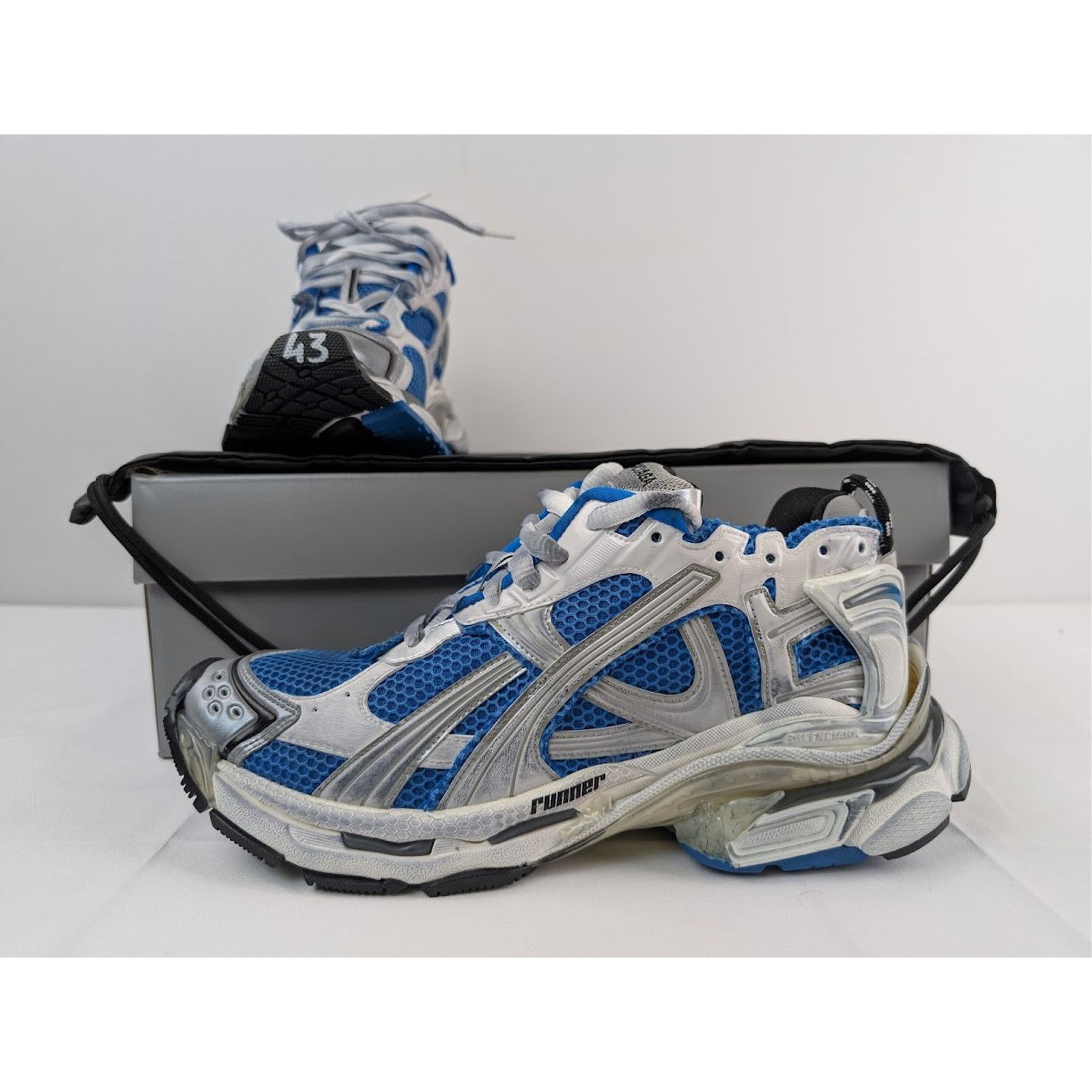 Balenciaga o1rshd1 Q:3 / Mesh Rubber Runner in Navy/White/Black/Grey Size US 8 / EU 41 - 15 Thumbnail