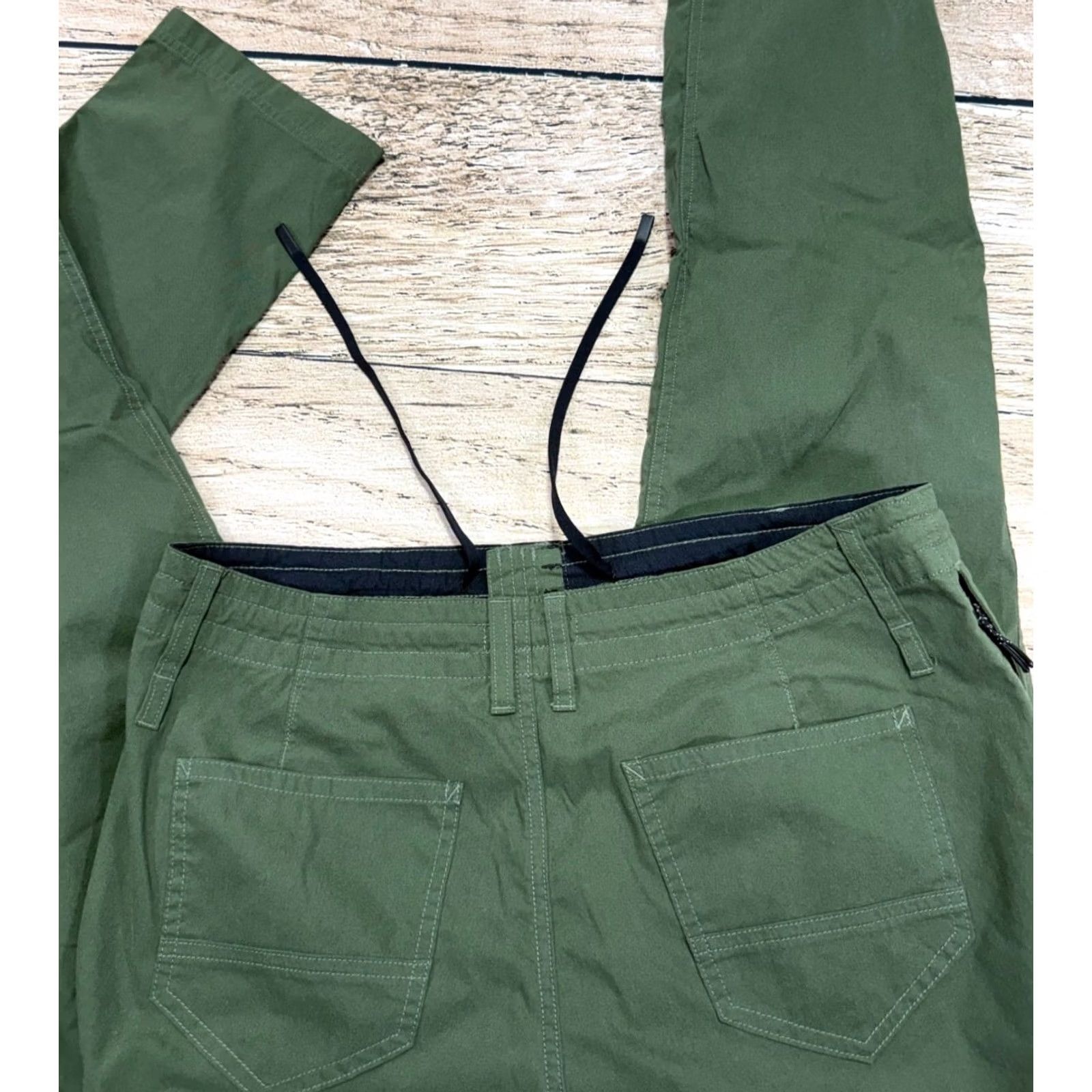 Vintage Proof Pants Mens 34 Green Zip Pocket Hiking Lightweight Chino Drawstring Casual Everyday Straight Leg Pant Size US 34 / EU 50 - 2 Thumbnail