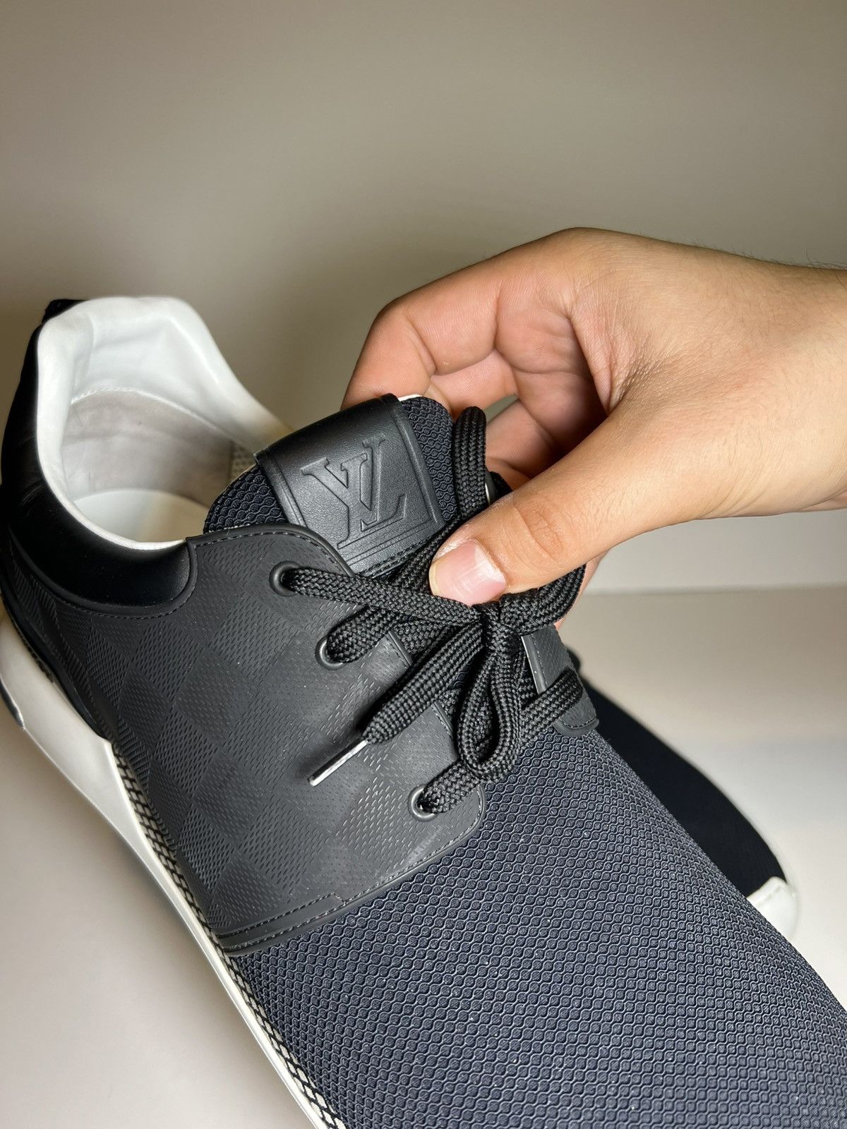 Louis Vuitton Louis Vuitton Black Damier Infini Leather/Mesh Fastlane shoe Size US 13 / EU 46 - 5 Thumbnail
