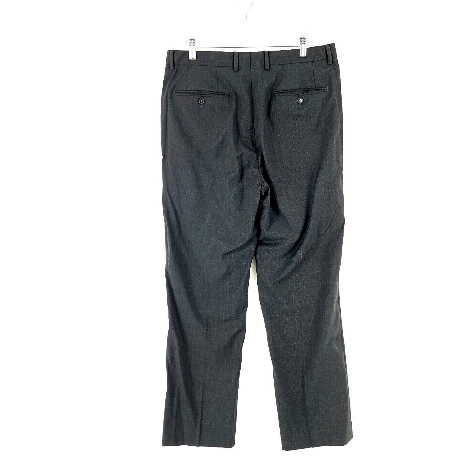 Santorelli Santorelli New Romeo Wool Italy Flat Front Mid Rise Gray Che Size 34R - 3 Thumbnail