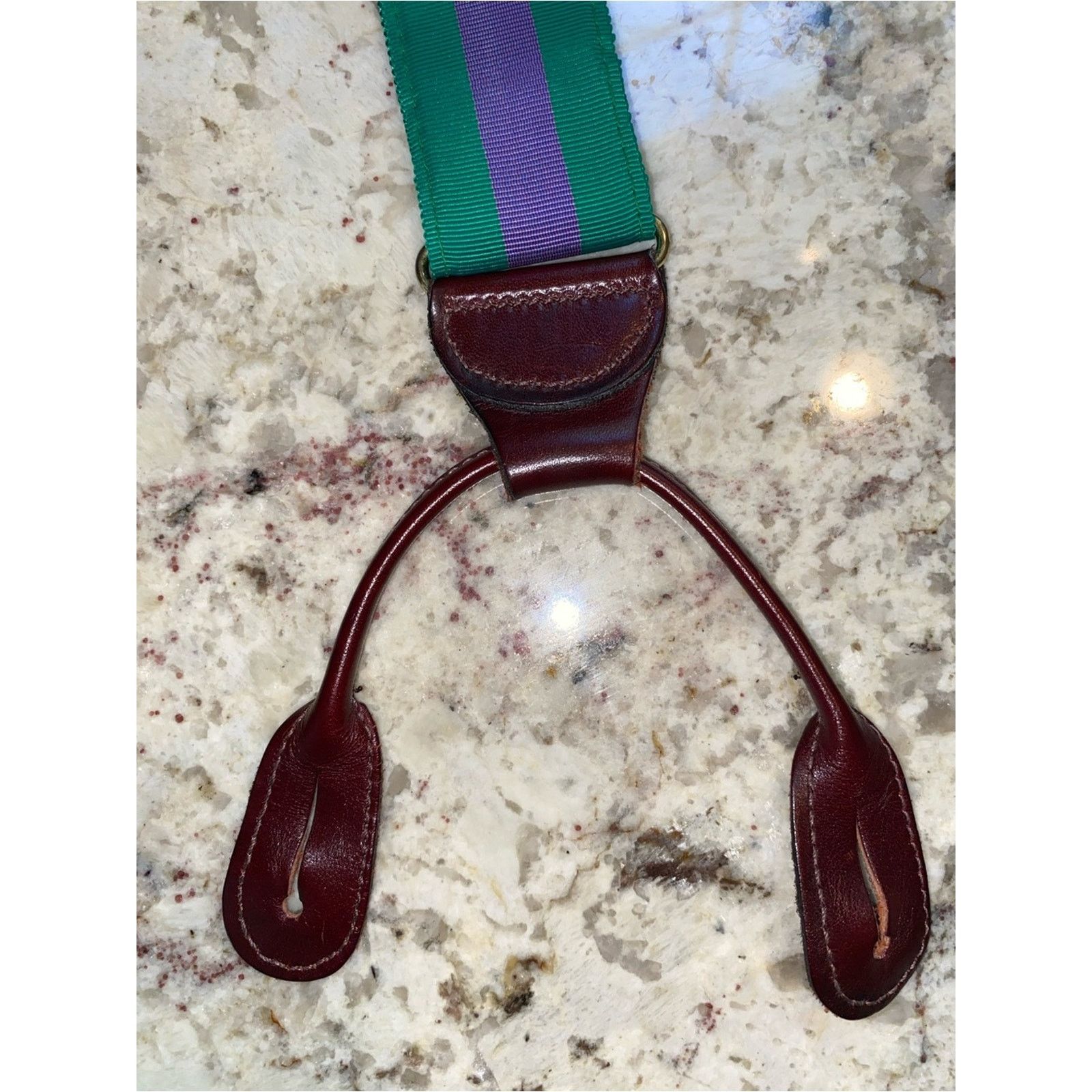 J. Press Mens $165 J Press Suspenders Green & Purple Braces USF Size ONE SIZE - 3 Thumbnail